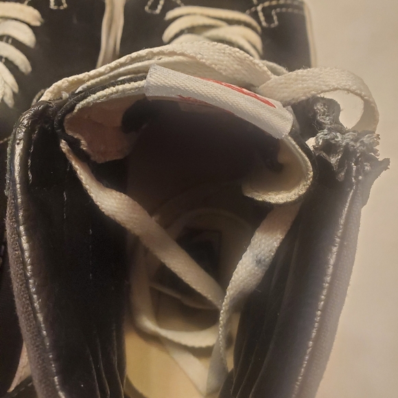 VANS Sk8-Hi Black With White Stripe Canvas High Top Sneakers Mns Sz 5 Wms Sz 6.5 - Picture 8 of 9